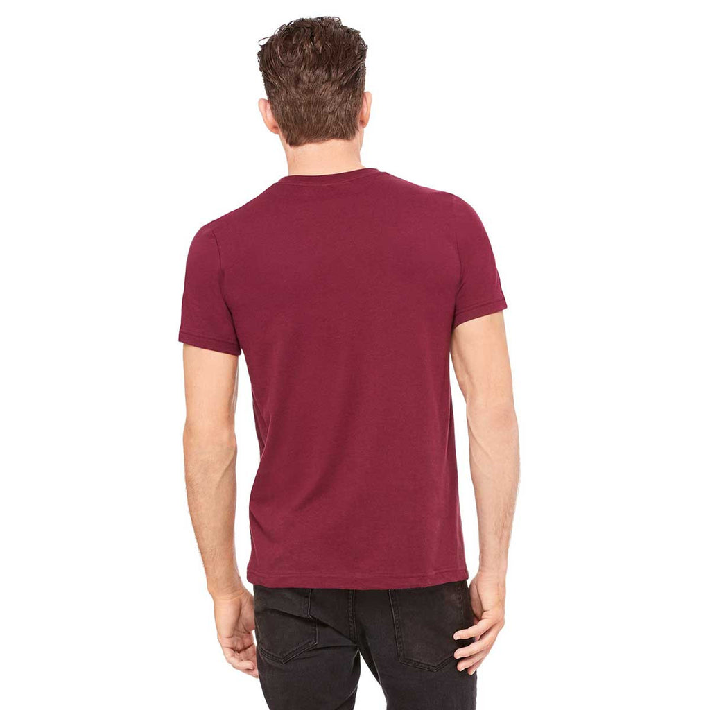 Bella + Canvas Unisex Maroon Jersey Short-Sleeve V-Neck T-Shirt