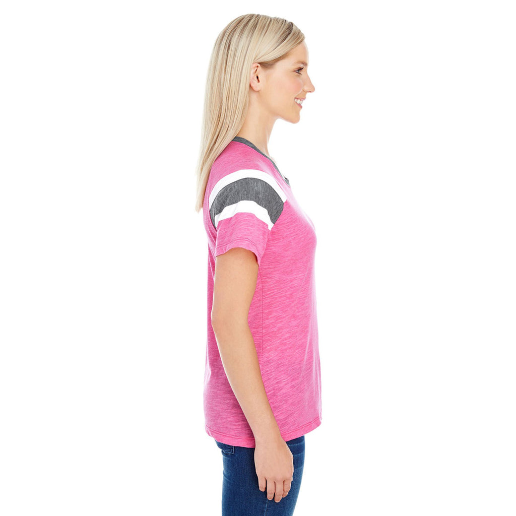 Augusta Sportswear Women's Power Pink/Slate/White Fanatic Short-Sleeve T-Shirt