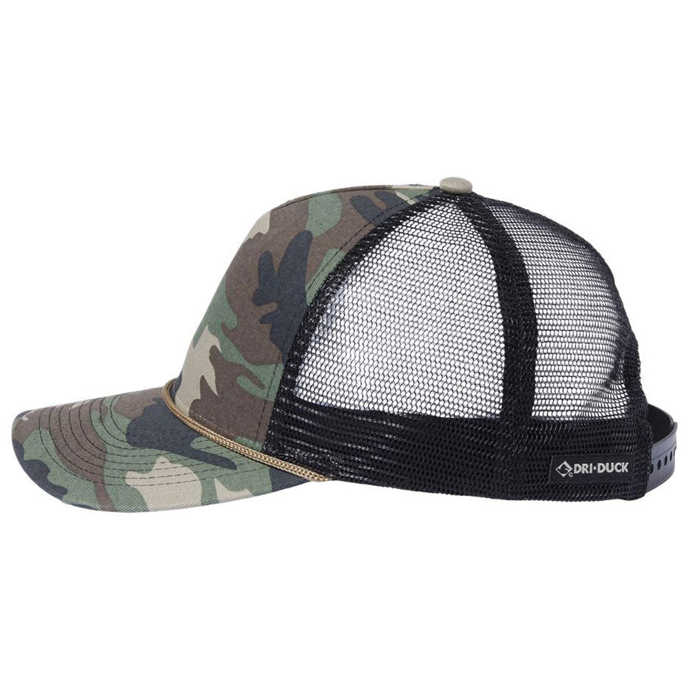 Dri Duck Unisex Camo/Black/Khaki Retro Rope Cap