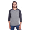 Threadfast Apparel Unisex Grey/Black Triblend 3/4-Sleeve Raglan