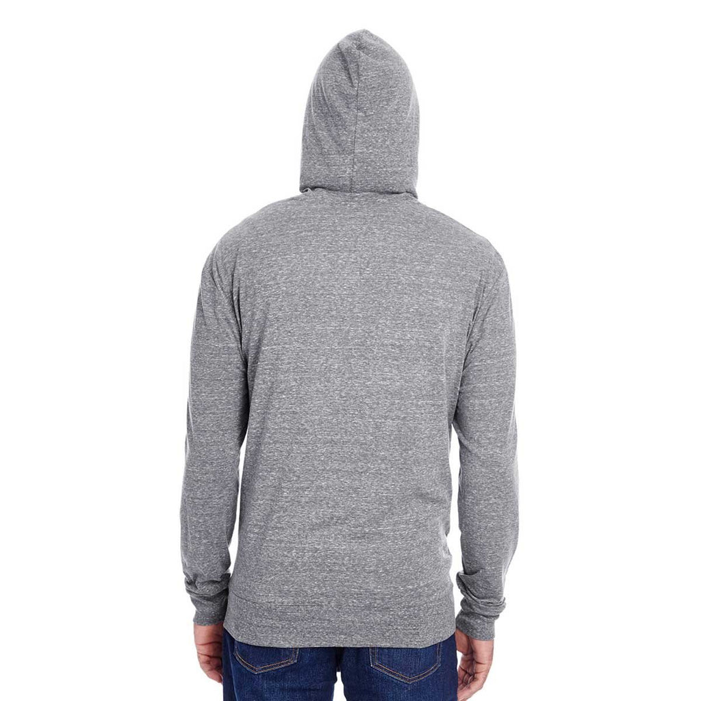 Threadfast Unisex Grey Triblend Full-Zip Light Hoodie