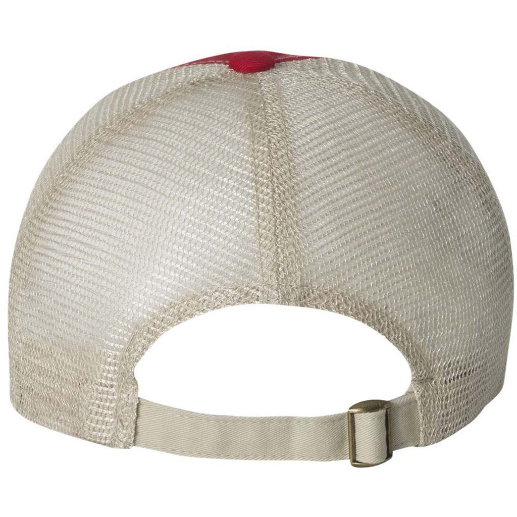 Sportsman Red/Stone Contrast Stitch Mesh Cap