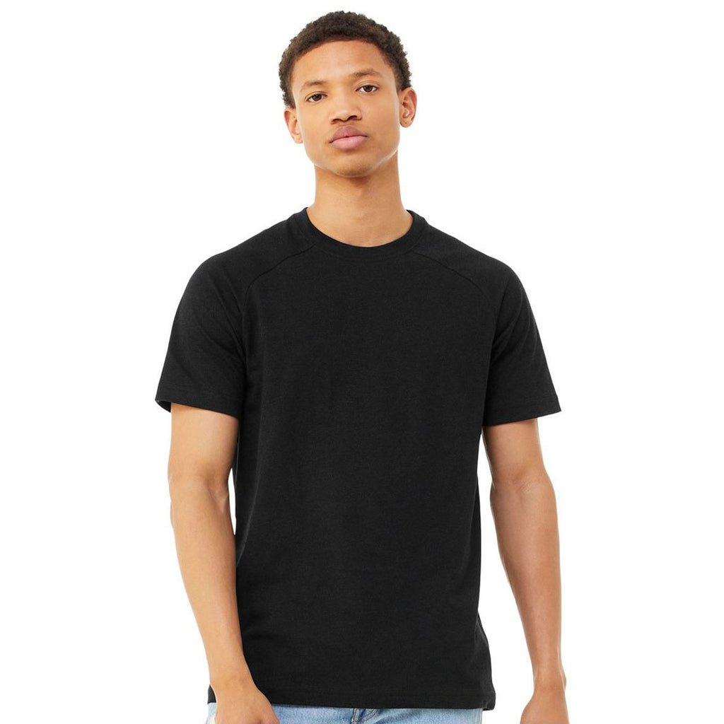 Bella + Canvas Men's Solid Black Blend Heather CVC Raglan Tee