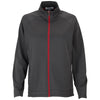 Vantage Women's Dark Grey/Sport Red Brushed Back Micro-Fleece Full-Zip Jacket