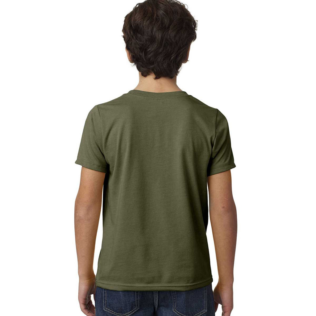 Next Level Boy's Military Green CVC Crew Tee