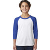 Next Level Youth Royal/White CVC 3/4-Sleeve Raglan Tee