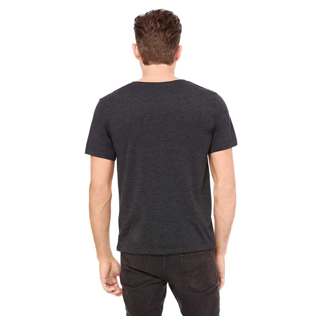 Bella + Canvas Men's Charcoal-Black Triblend Jersey Wide Neck T-Shirt