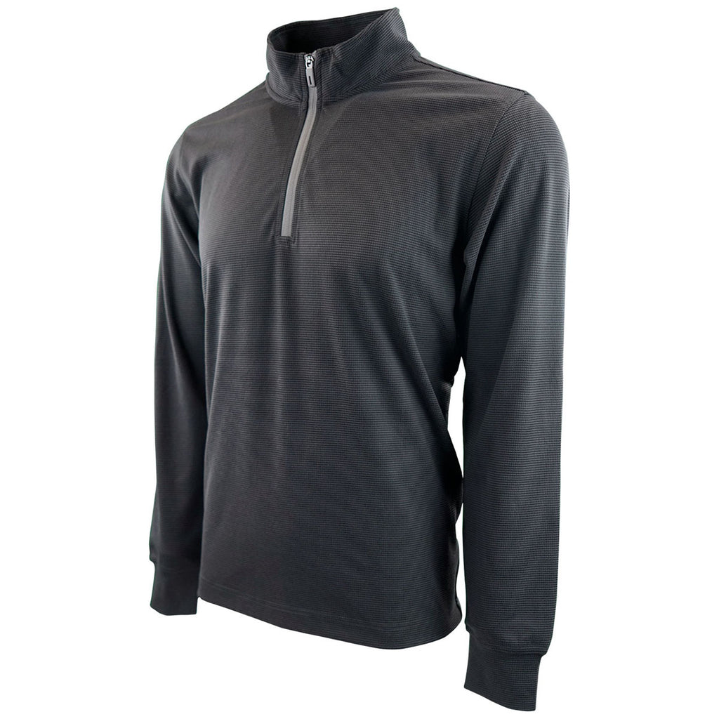 Vantage Men's Dark Grey Grid Quarter Zip Pullover