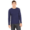 Bella + Canvas Men's Navy Triblend Jersey Long-Sleeve T-Shirt