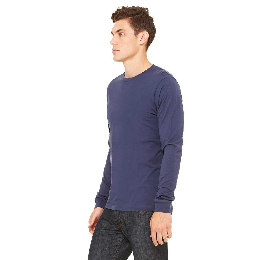 Bella + Canvas Men's Navy Jersey Long-Sleeve T-Shirt