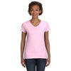 LAT Women's Pink V-Neck Fine Jersey T-Shirt