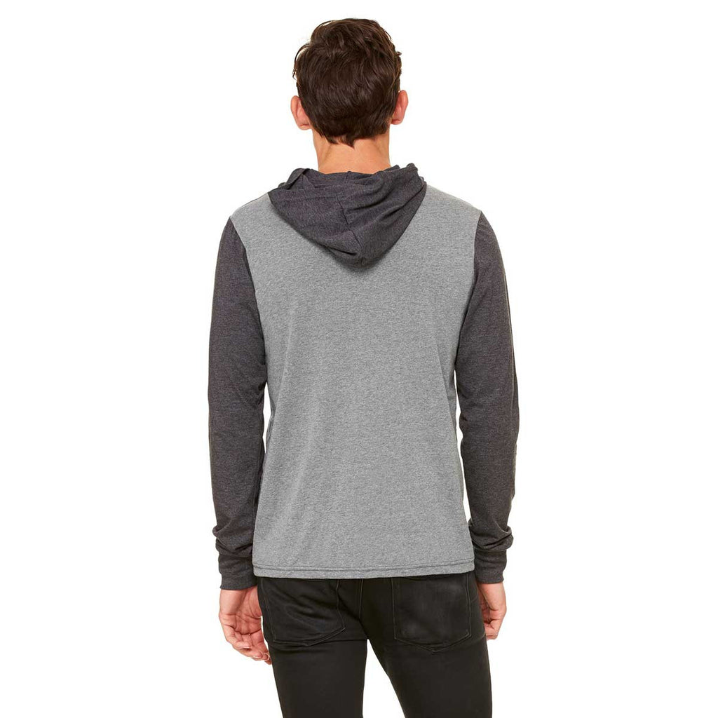 Bella + Canvas Unisex Deep Heather/Dark Grey Heather Jersey Long-Sleeve Hoodie