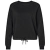 LAT Women's Black Relaxed 3-End Boxy Fleece Crewneck Sweatshirt