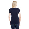 LAT Women's Navy/White Soccer Ringer Fine Jersey T-Shirt