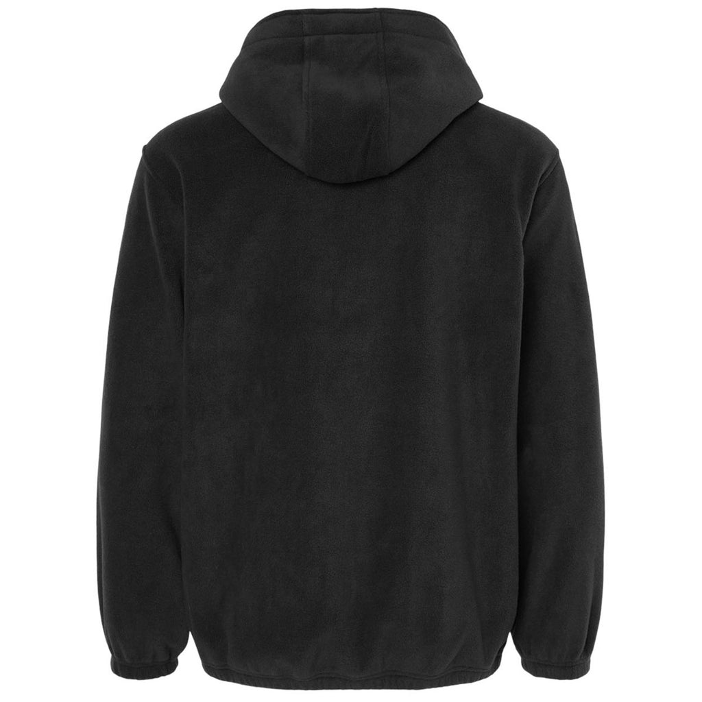 Burnside Men's Black Polar Fleece Quarter-Zip Hooded Pullover