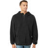 Burnside Men's Black Polar Fleece Quarter-Zip Hooded Pullover