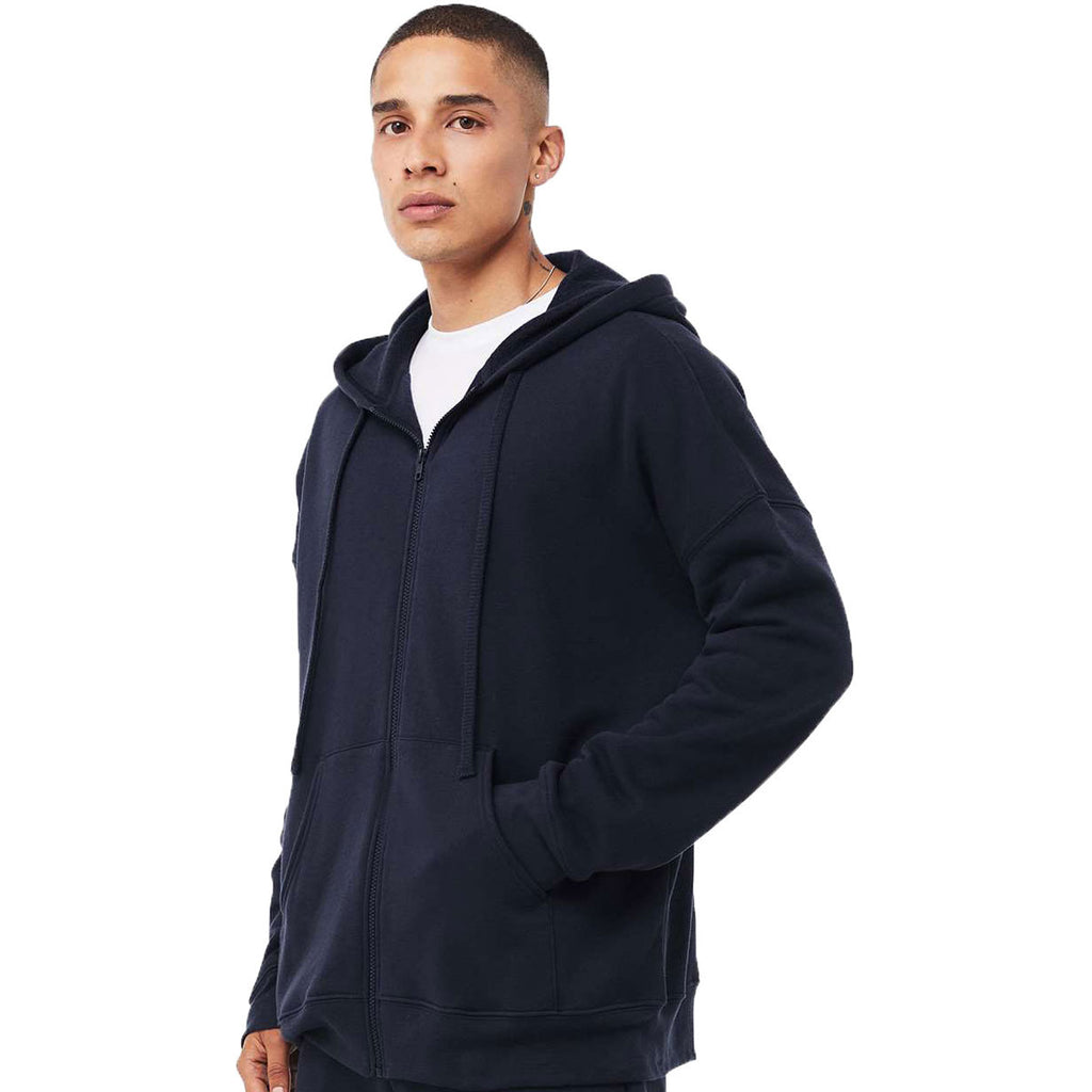 Bella + Canvas Unisex Navy Sponce Sleeve DTM Full Zip Hoodie