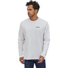 Patagonia Men's White Long-Sleeved P-6 Logo Responsibili-Tee