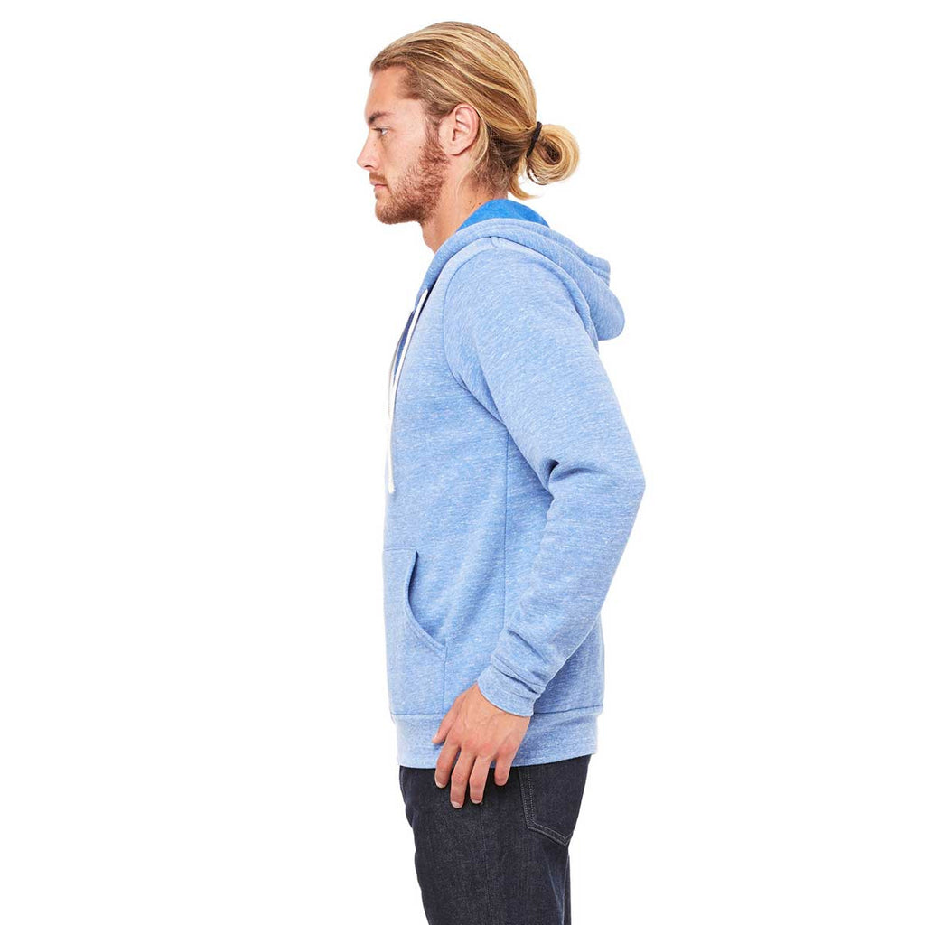 Bella + Canvas Unisex Blue Triblend Sponge Fleece Full-Zip Hoodie