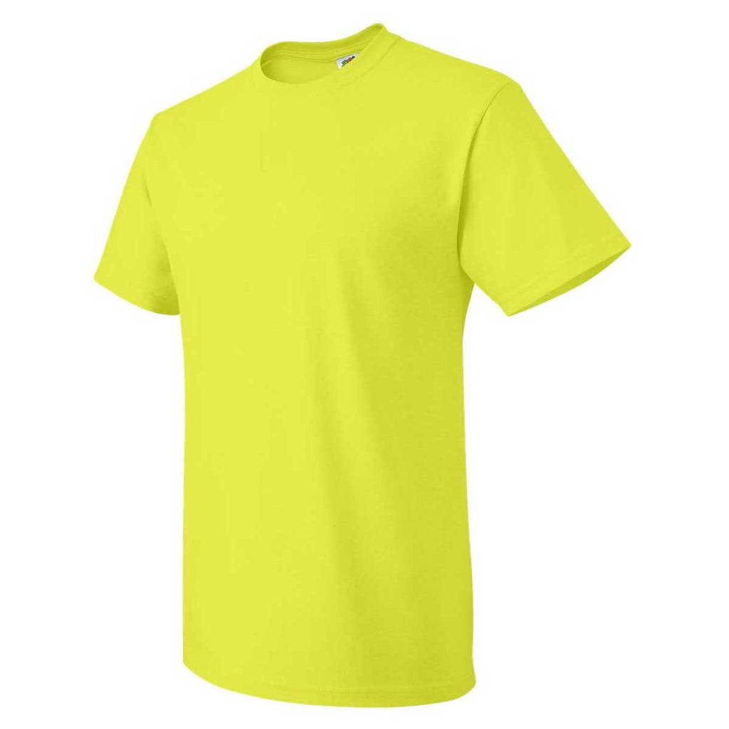 Fruit of the Loom Men's Safety Green HD Cotton Short Sleeve T-Shirt