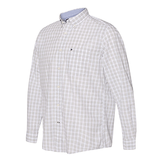 Tommy Hilfiger Men's Bright White Stall Check Long Sleeve Plaid Shirt