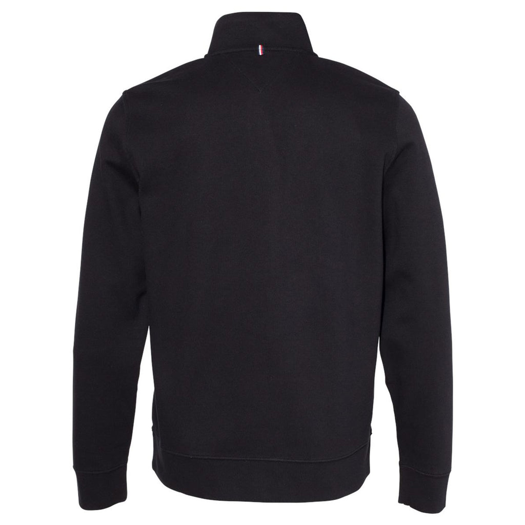 Tommy Hilfiger Men's Deep Knit Black Bill Quarter-Zip Pullover Sweatshirt