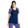 Barco Grey's Anatomy Women's Indigo/Purple Passion/Black Active Color Block Scuba Top