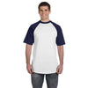 Augusta Sportswear Men's White/Navy Short-Sleeve Baseball Jersey