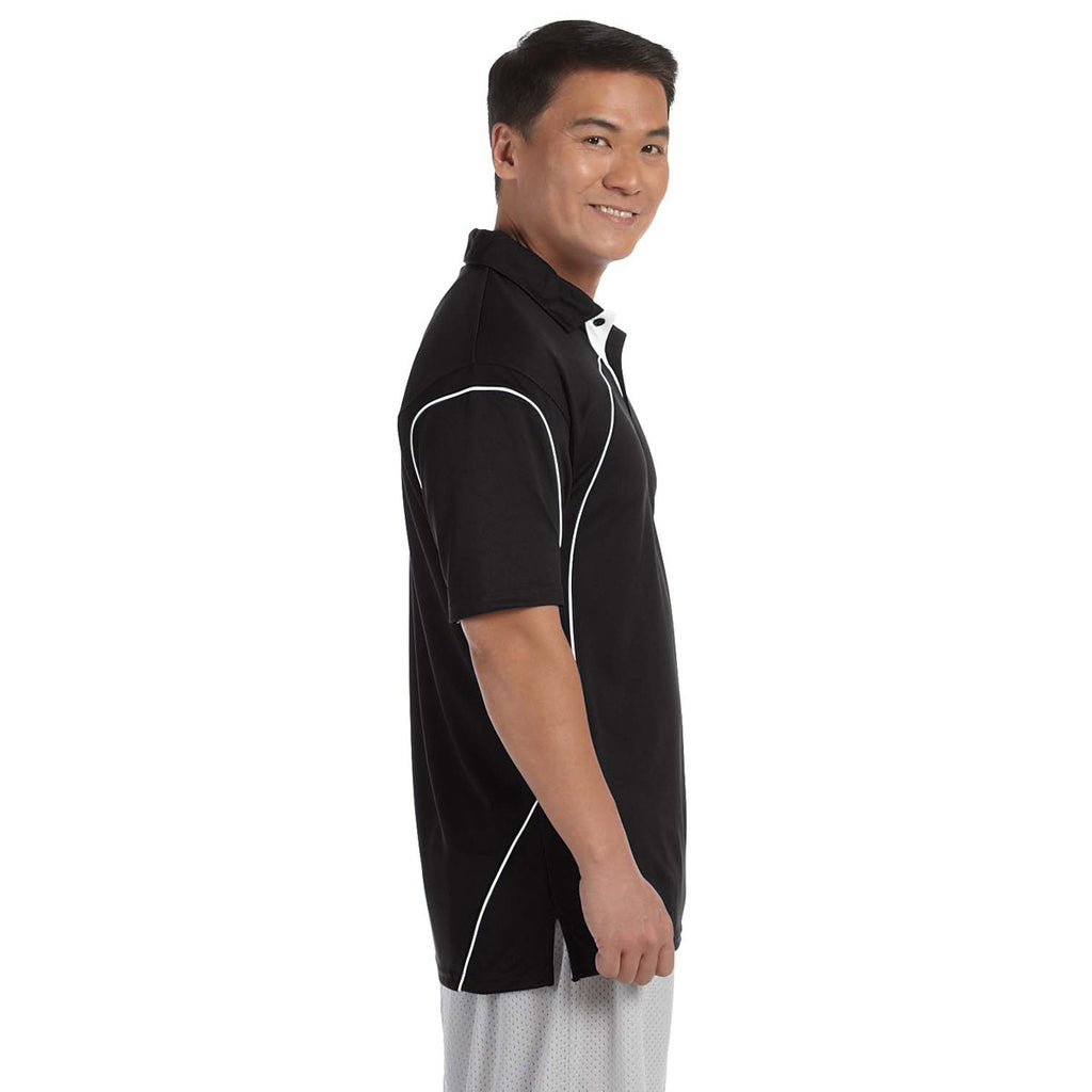 Russell Athletic Men's Black/White Team Prestige Polo