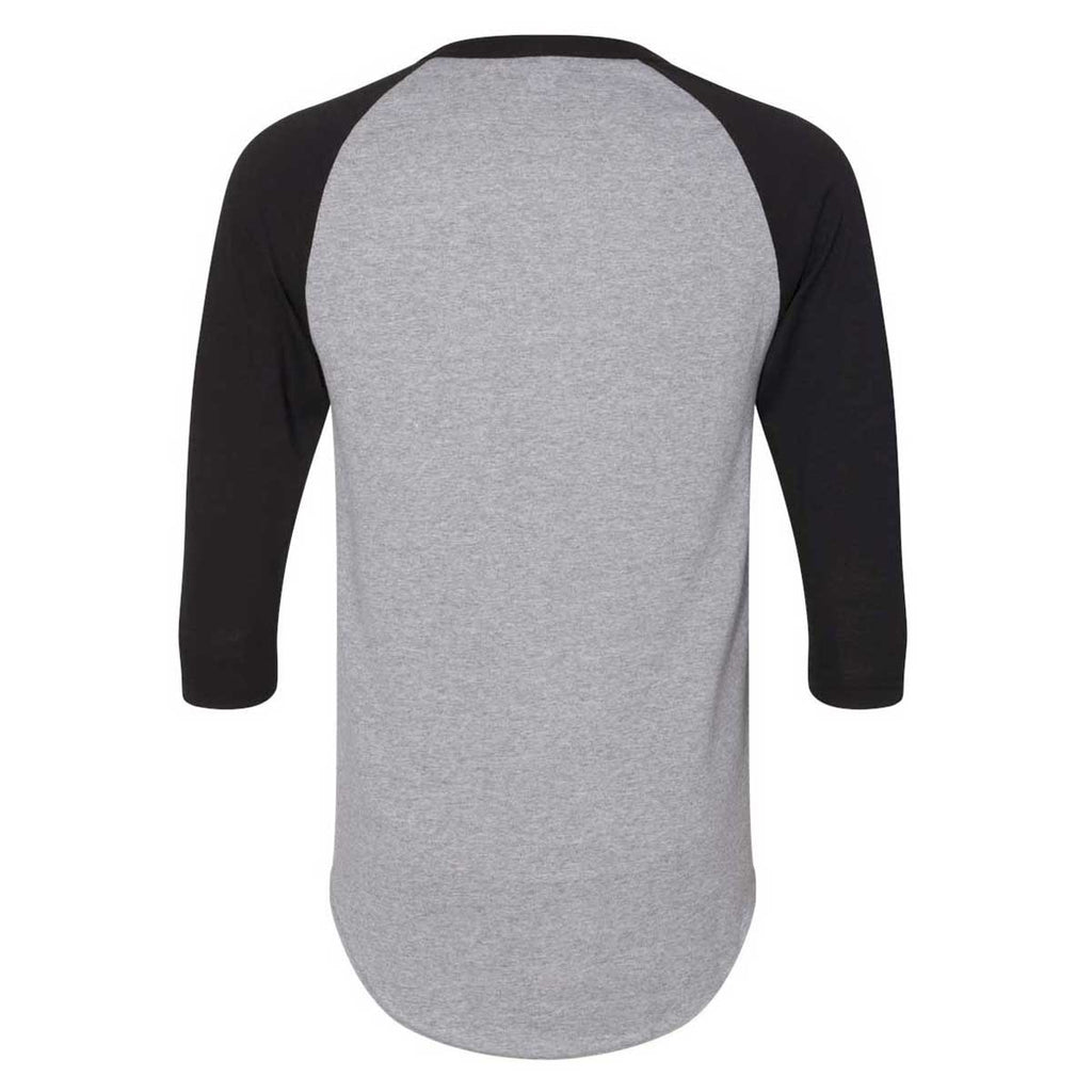 Augusta Sportswear Men's Athletic Heather/Black Three-Quarter Raglan Sleeve Baseball Jersey