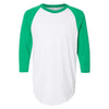 Augusta Sportswear Men's White/Kelly Three-Quarter Raglan Sleeve Baseball Jersey