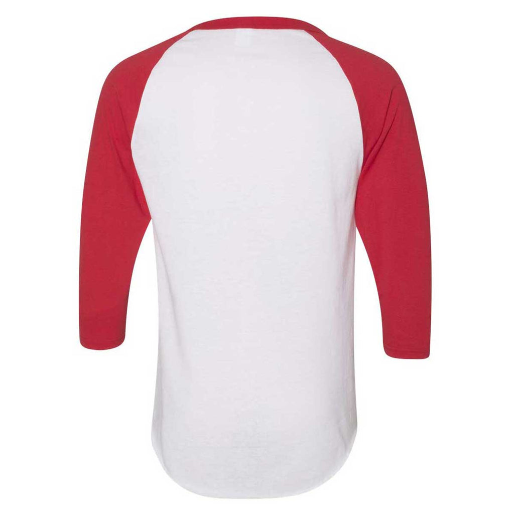 Augusta Sportswear Men's White/Red Three-Quarter Raglan Sleeve Baseball Jersey