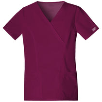 Cherokee Workwear Women's Wine Premium Core Stretch Mock Wrap Top