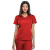 Cherokee Women's Red Workwear Originals Mock Wrap Tunic