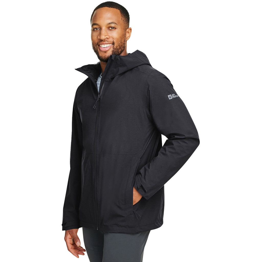 Jack Wolfskin Men's Black Pack and Go Rain Jacket