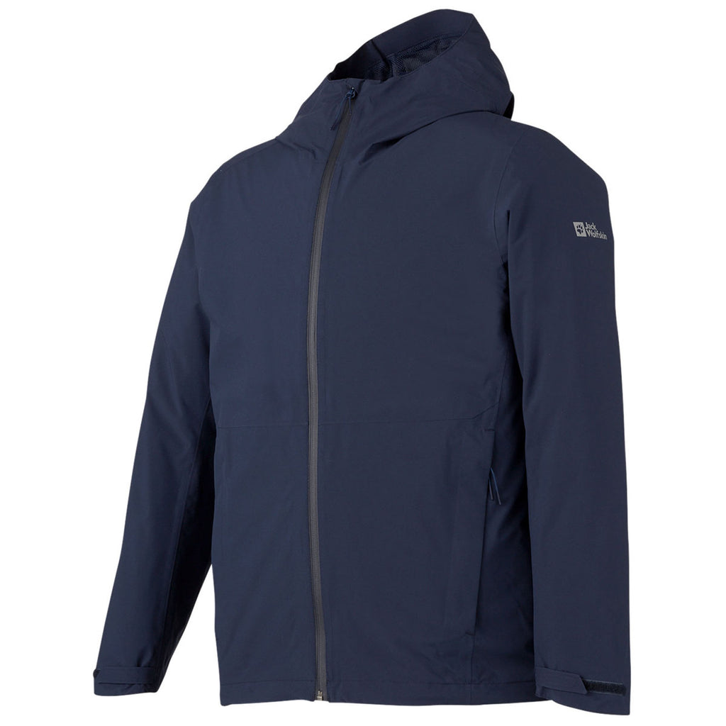 Jack Wolfskin Men's Night Blue Pack and Go Rain Jacket