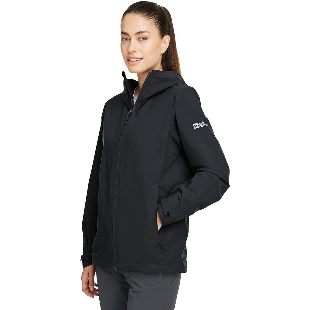 Jack Wolfskin Women's Black Pack and Go Rain Jacket