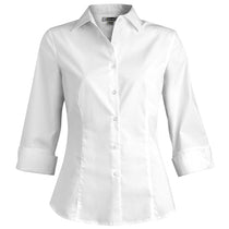 Edwards Women's White Tailored Full-Placket Stretch Shirt