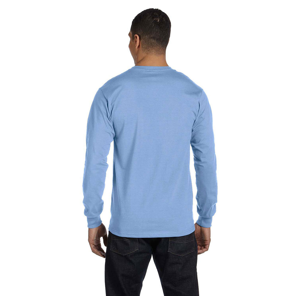 Hanes Men's Light Blue 6.1 oz Long-Sleeve Beefy-T