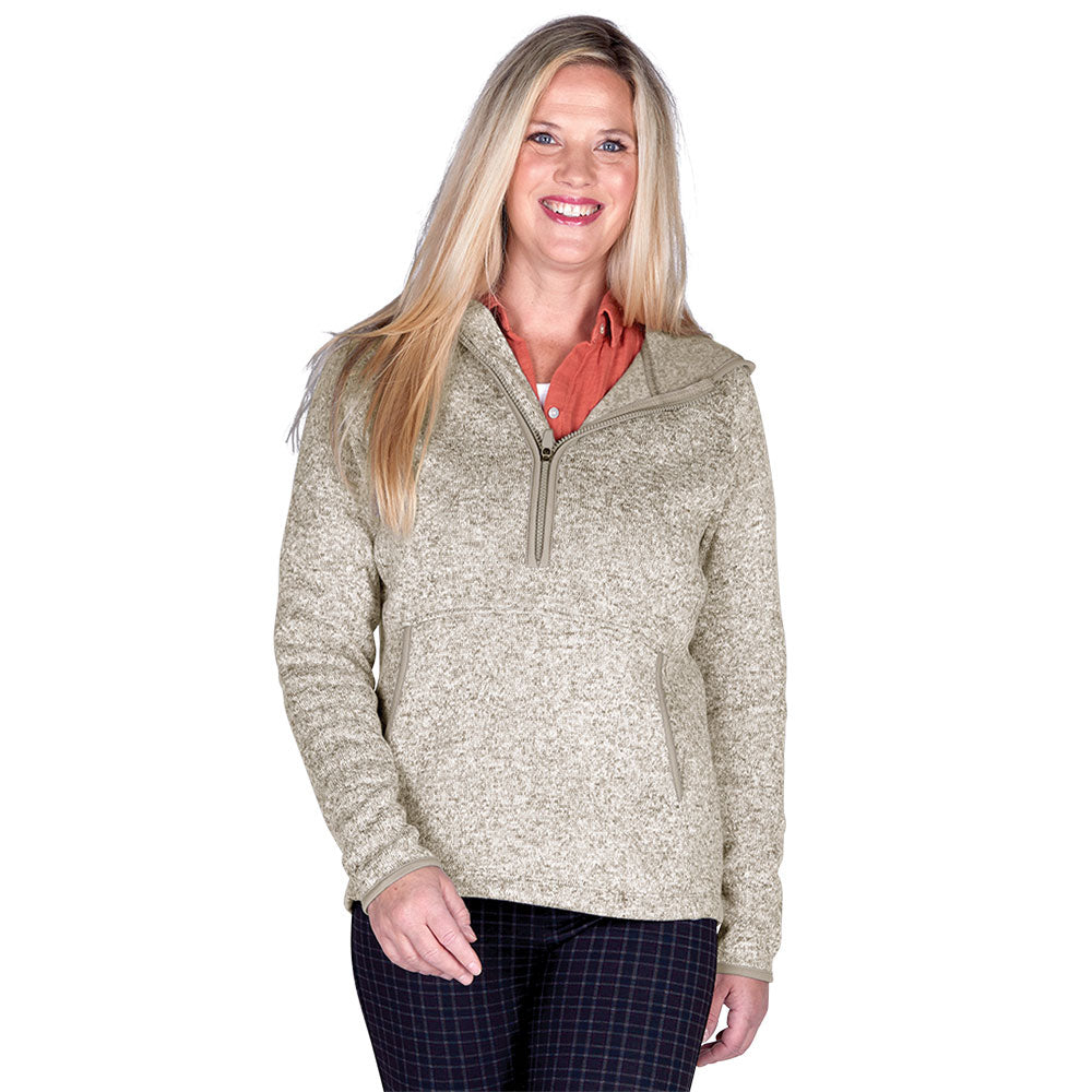 Charles River Women's Oatmeal Heathered Fleece Quarter Zip Hoodie