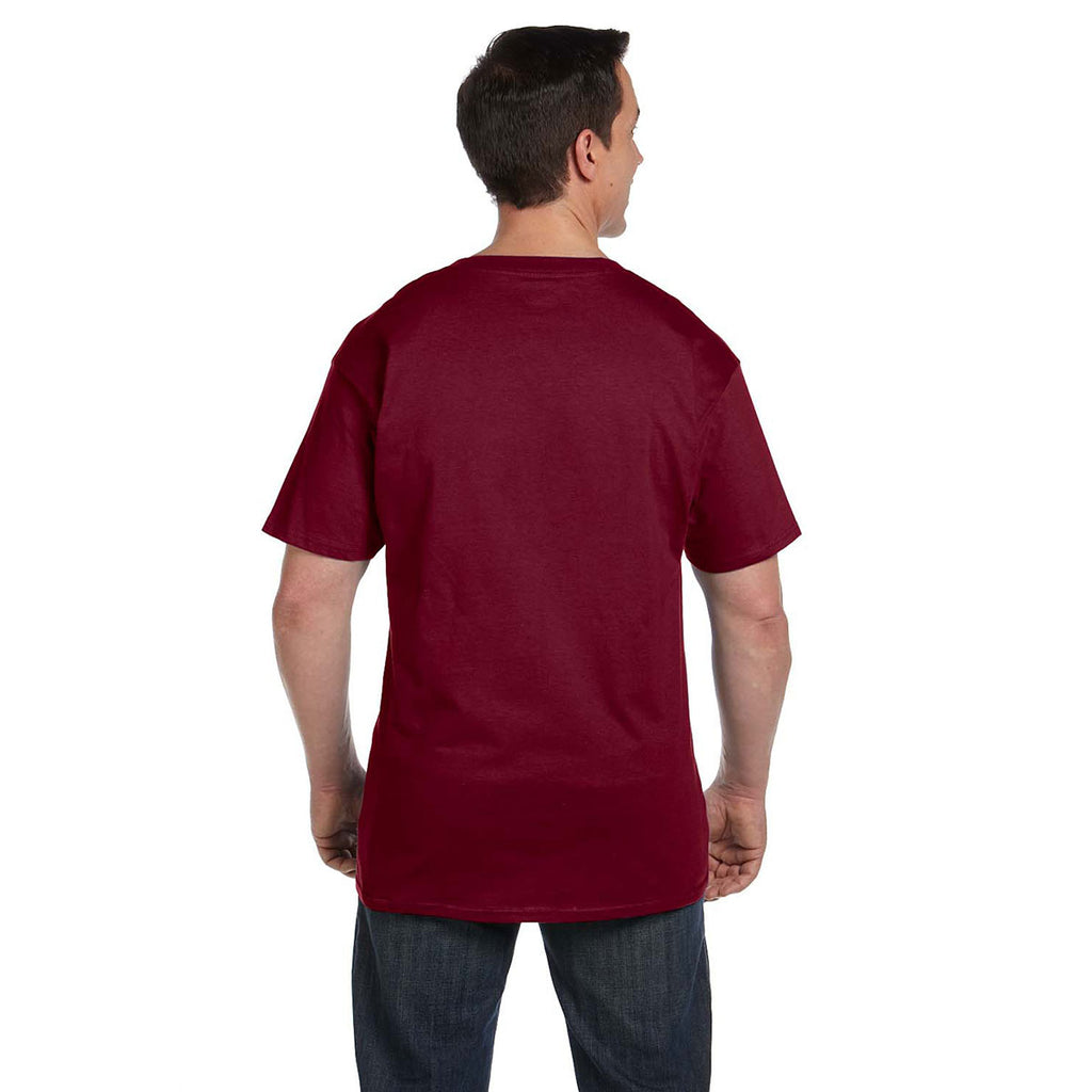 Hanes Men's Cardinal 6.1 oz. Beefy-T with Pocket