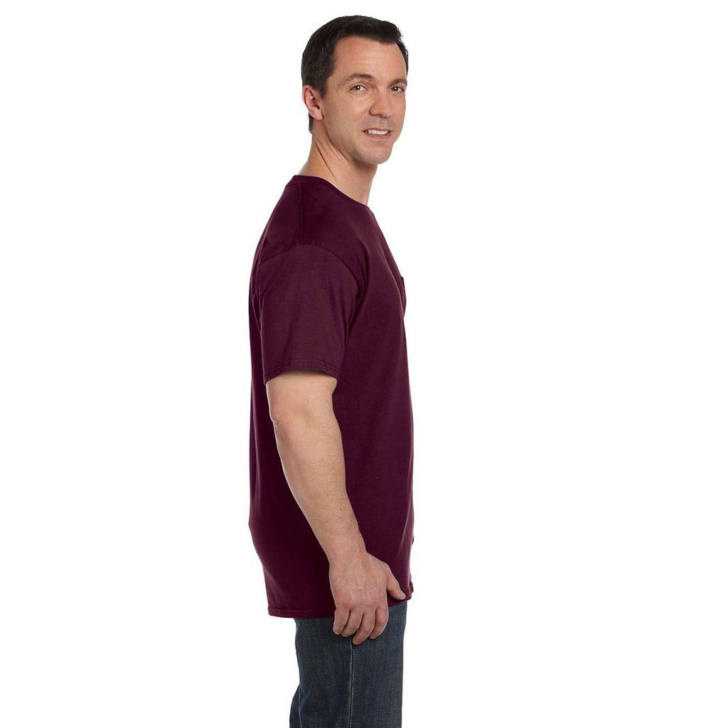 Hanes Men's Maroon 6.1 oz. Beefy-T with Pocket