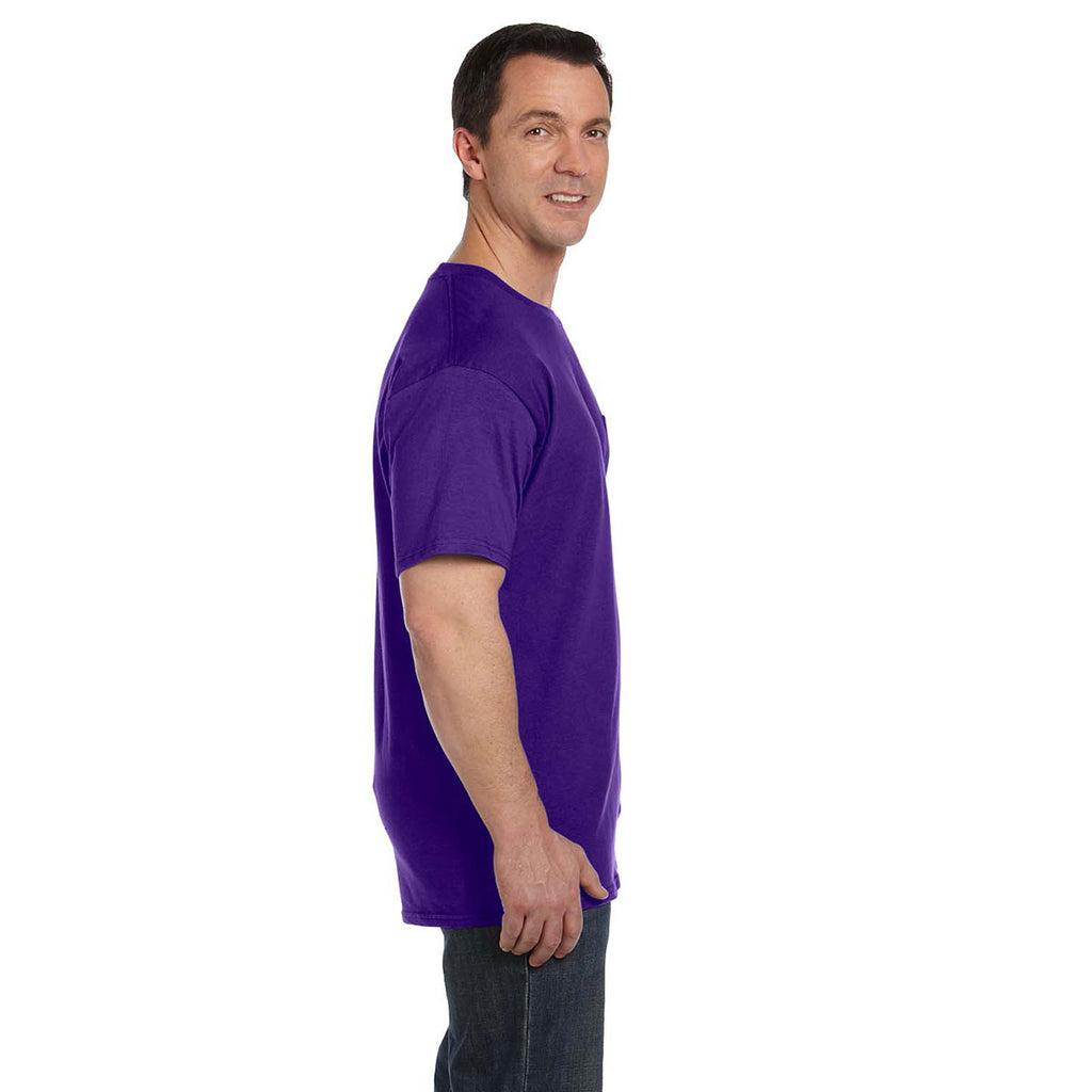 Hanes Men's Purple 6.1 oz. Beefy-T with Pocket