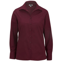 Edwards Women's Burgundy Lightweight Open Neck Poplin Blouse