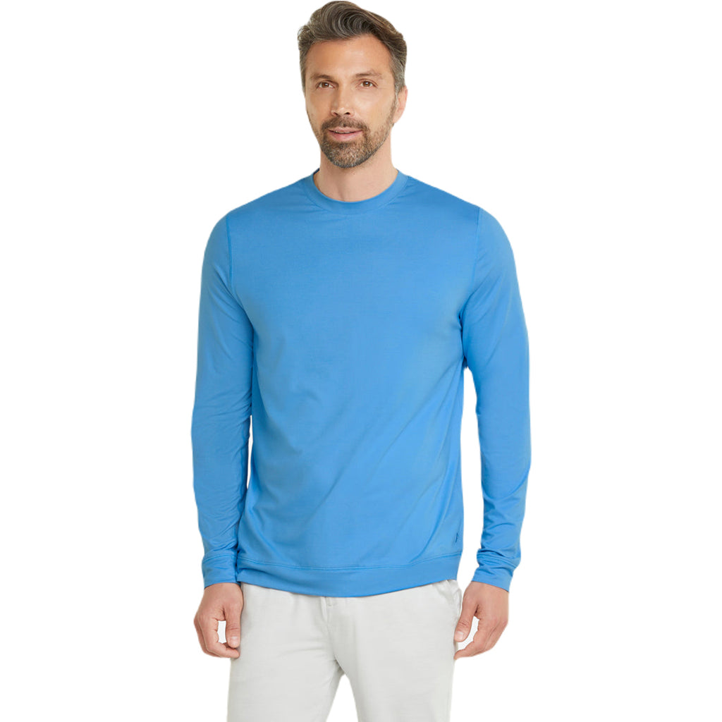 Puma Golf Men's Azure Blue Heather Cloudspun Grey Label Crewneck Sweater