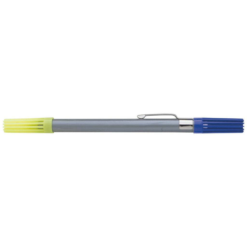 DriMark Silver/Blue/Yellow Double Header Highlighter Ball Pen Combo