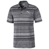 Puma Golf Men's Puma Black Heather Variegated Stripe Golf Polo