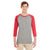 Jerzees Men's Oxford/Fiery Red Heather 4.5 Oz Tri-Blend Baseball Raglan