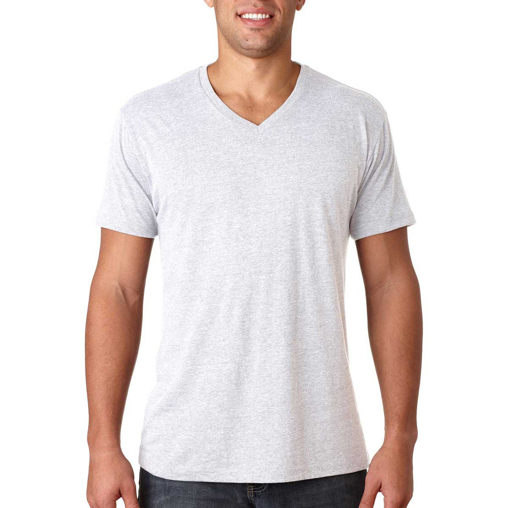 Next Level Men's Heather White Triblend V-Neck Tee