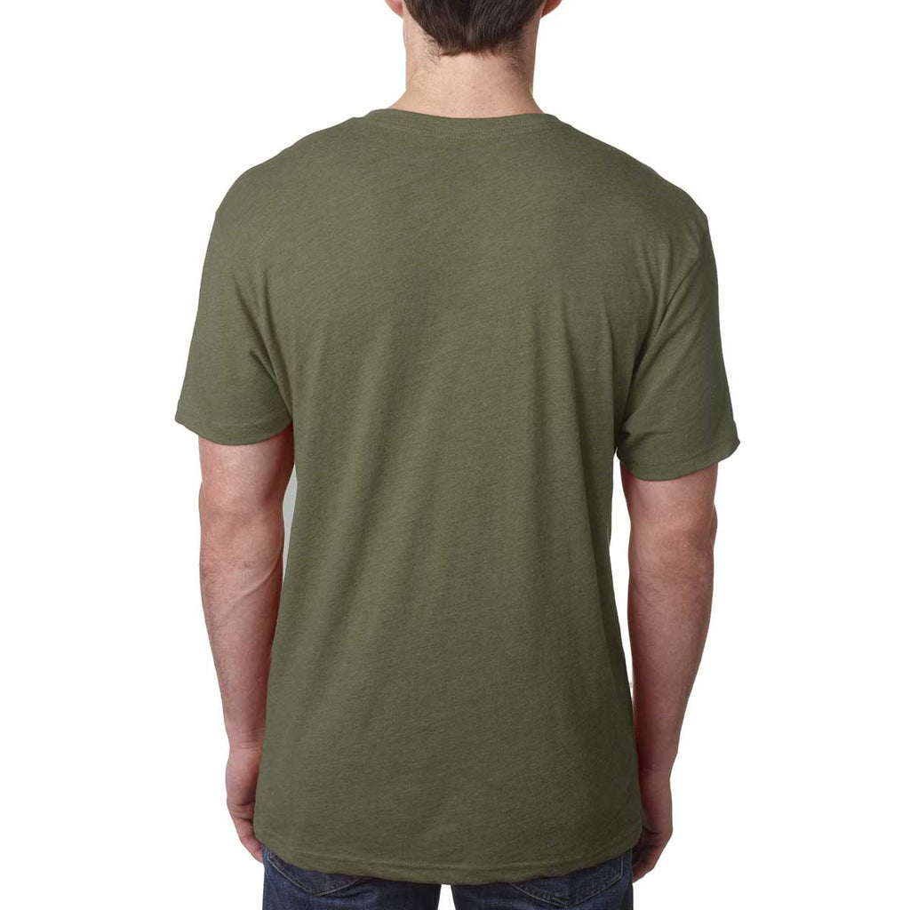 Next Level Men's Military Green Triblend V-Neck Tee